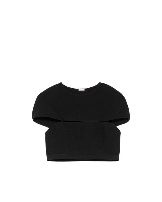 Cult Gaia Black Brett Cut-Out Cropped Top
