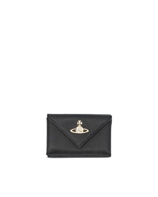 Vivienne Westwood Black Envelope Leather Wallet for men