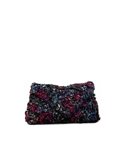 Dries Van Noten Blue Ruffled Envelope Clutch Bag