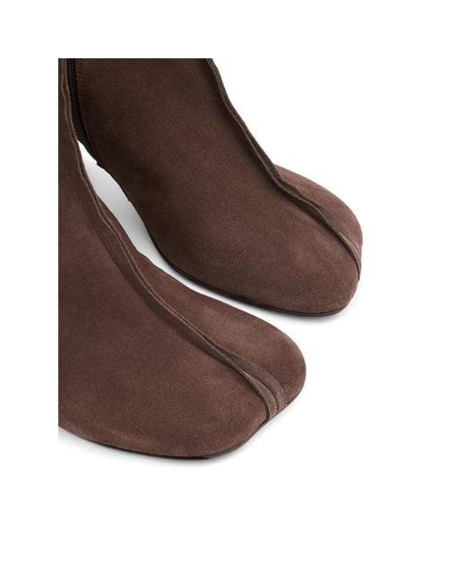 MM6 by Maison Margiela Brown Suede Anatomic Stitch Toe Ankle Boots
