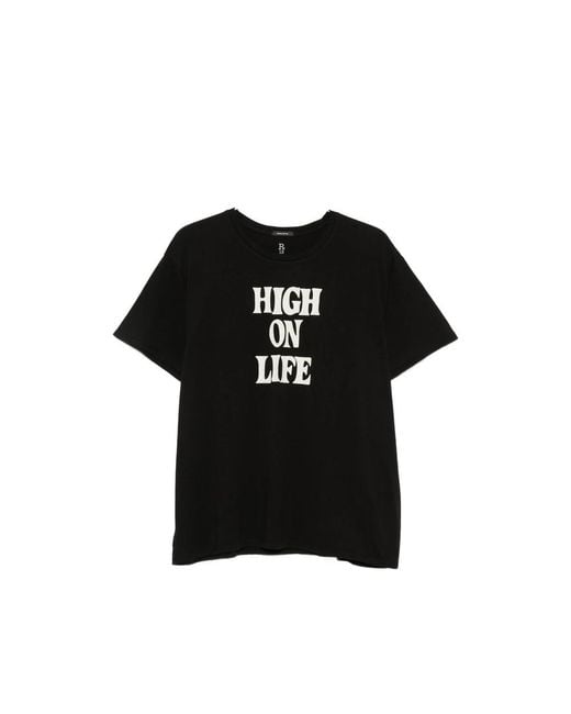 R13 Black Slogan-Print T-Shirt for men
