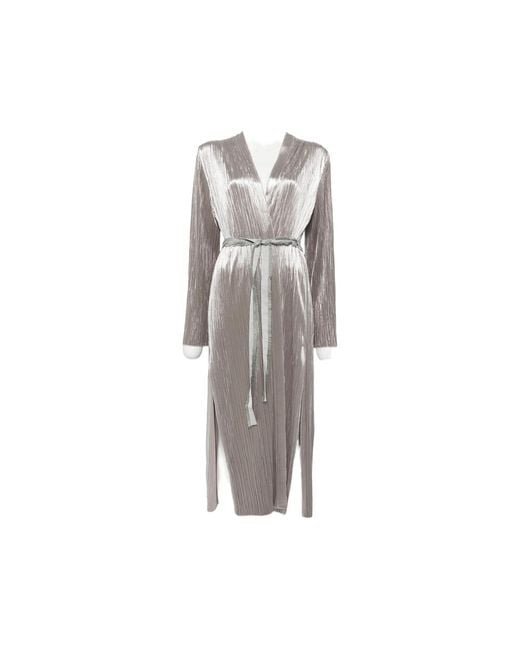 Forte_forte Gray Plissé-Effect Belted Coat