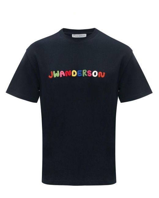 J.W. Anderson Blue Logo-Embroidered Cotton T-Shirt