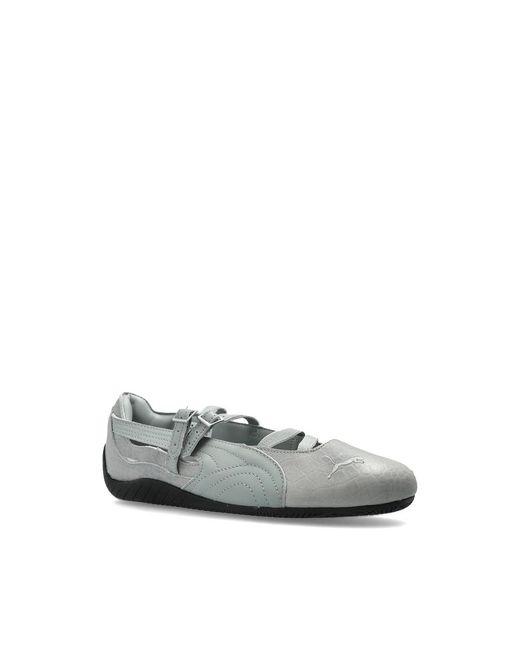 PUMA Gray Crocodile-Effect Buckle-Fastening Sneakers