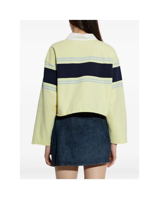 Re/done Yellow Striped Polo Top