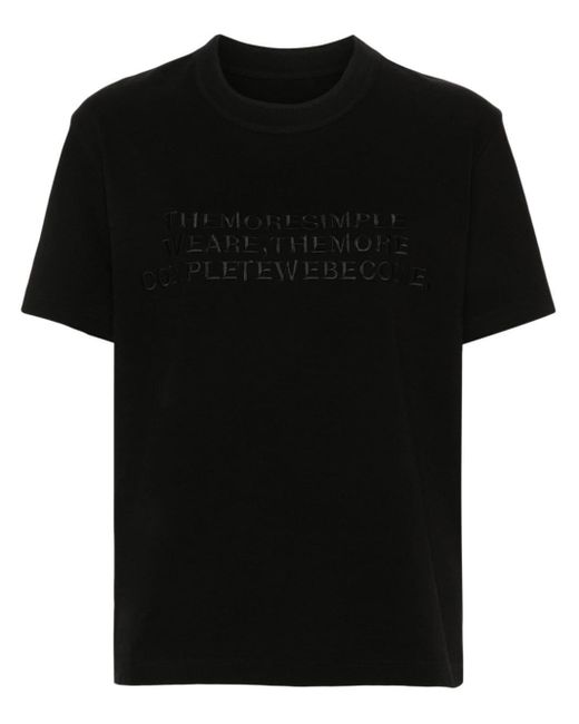 Sacai Black Slogan-Embroidered T-Shirt