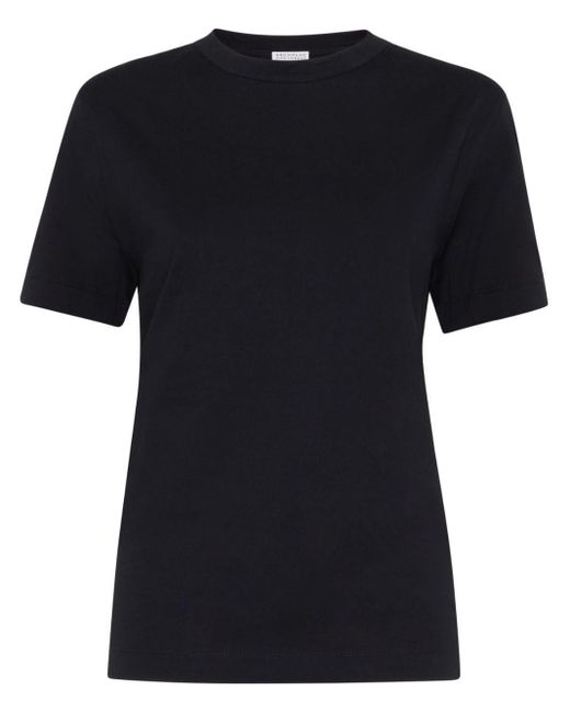 Brunello Cucinelli Black Monili-Trim Cotton T-Shirt