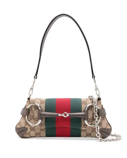 Gucci Red Small Horsebit Chain Shoulder Bag