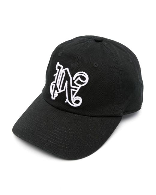 Palm Angels Black Monogram-Appliqué Baseball Cap