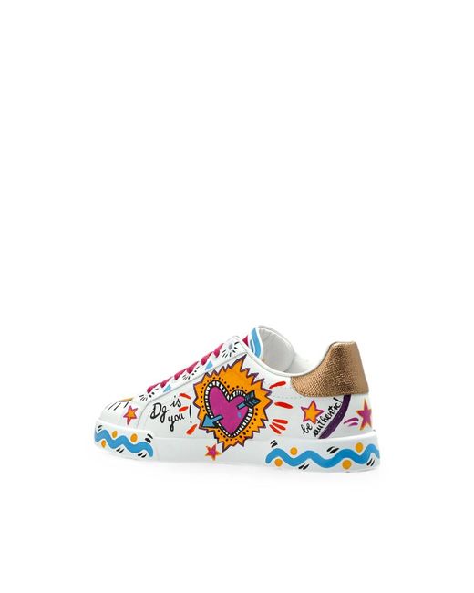 Dolce & Gabbana Red Leather Sports Shoes With Logo