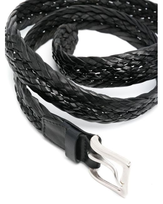 Orciani Black Braided Leather Belt for men