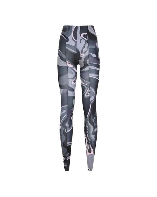 Emilio Pucci Blue Swirl-Print Tights