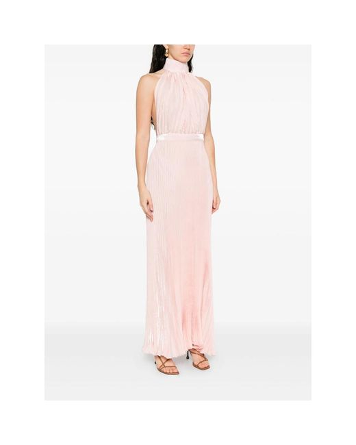 L'idée Pink Eden Halterneck Pleated Gown