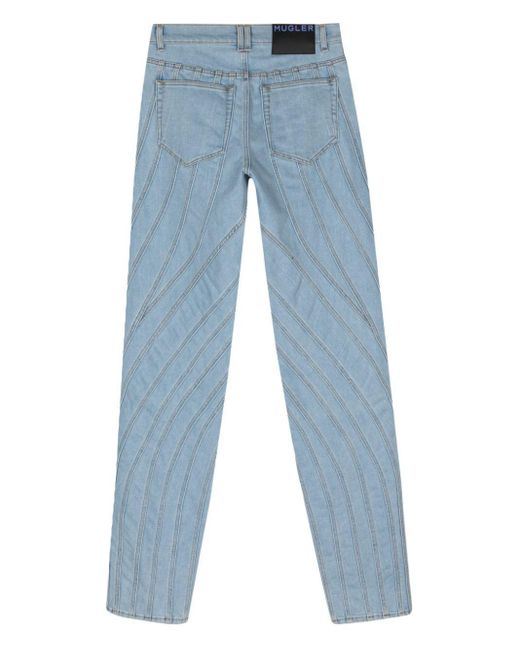 Mugler Blue Spiral Denim Jeans