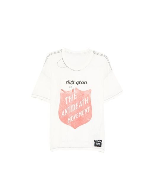 RIVINGTON roi Rebis Pink Graphic-Print Distressed T-Shirt for men