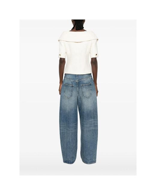 Alessandra Rich White Off-Shoulder Button-Up Jacket