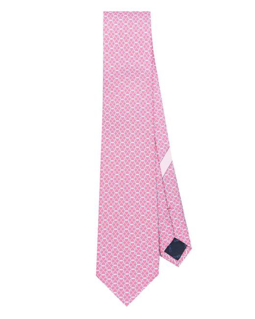 Ferragamo Pink Geometric Silk Tie for men