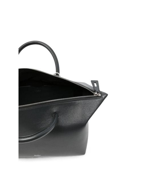 Max Mara Black Holdallm Leather Tote Bag