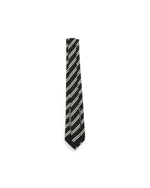 Saint Laurent Black Diagonal-Stripe Tie for men