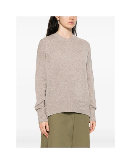 Allude Brown Long-Sleeve Cashmere Sweater