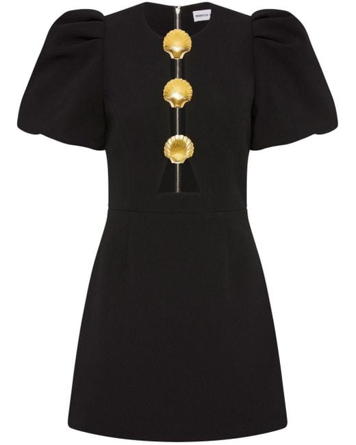 Rebecca Vallance Black Sirene Shell-detail Mini Dress