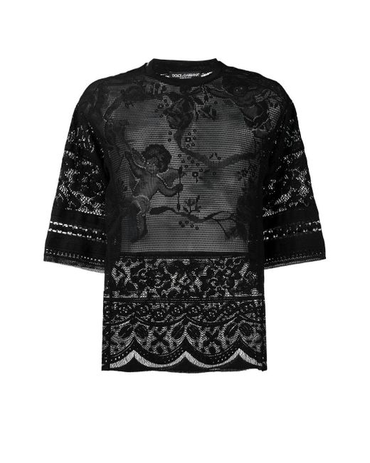 Dolce & Gabbana Black Lace T-shirt for men