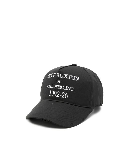 Cole Buxton Black Embroidered Distressed Baseball Cap for men