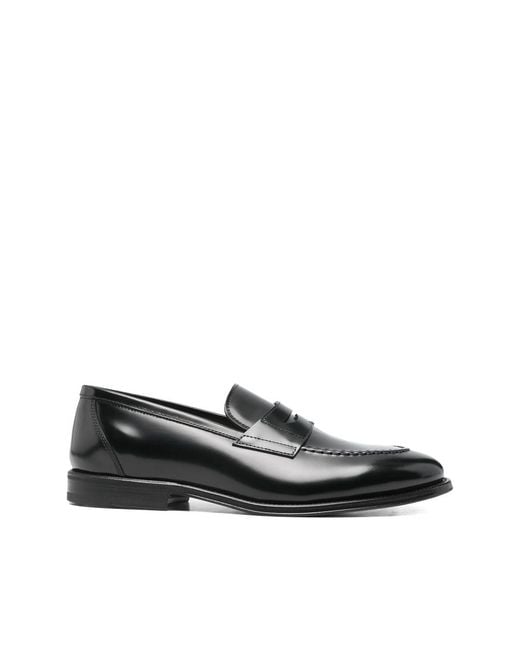 Henderson Black Penny-Strap Stitch-Detail Loafers for men