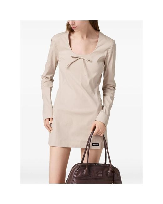 Miu Miu Natural Stretch Poplin Mini-Dress