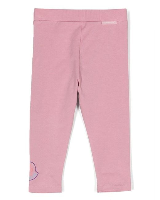 Moncler Pink Logo-Tag Cotton Leggings