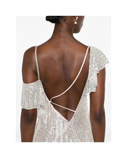 Self-Portrait White Dress With Sequin & Ruffles