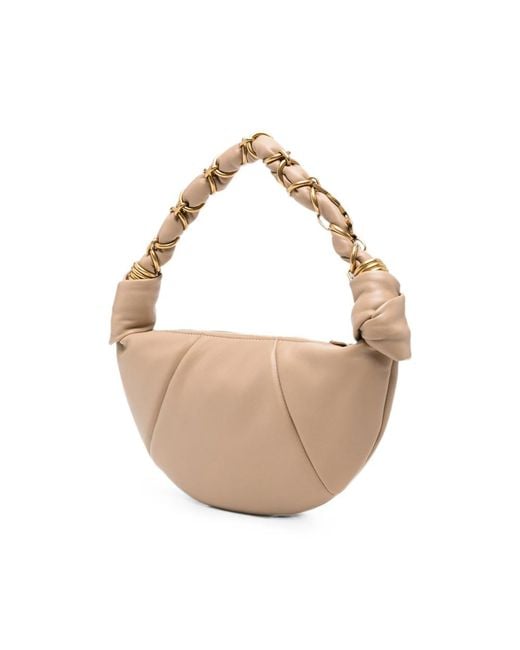 Saint Laurent Natural Mini Amalia Logo-Plaque Tote Bag