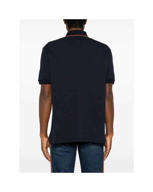 Gucci Black Web-Stripe Piqué Polo Shirt for men