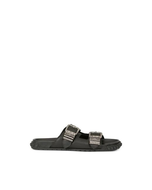 Ash Black Buckle-Strap Leather Sandals