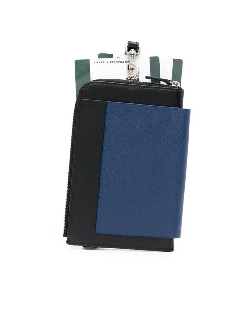 Balenciaga Blue Semi Matte Leather Passport Phone Holder Accessories for men