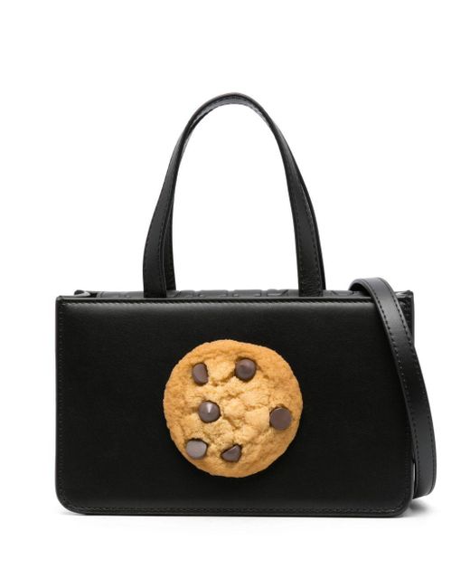 Puppets and Puppets Black Small Cookie Leather Tote Bag