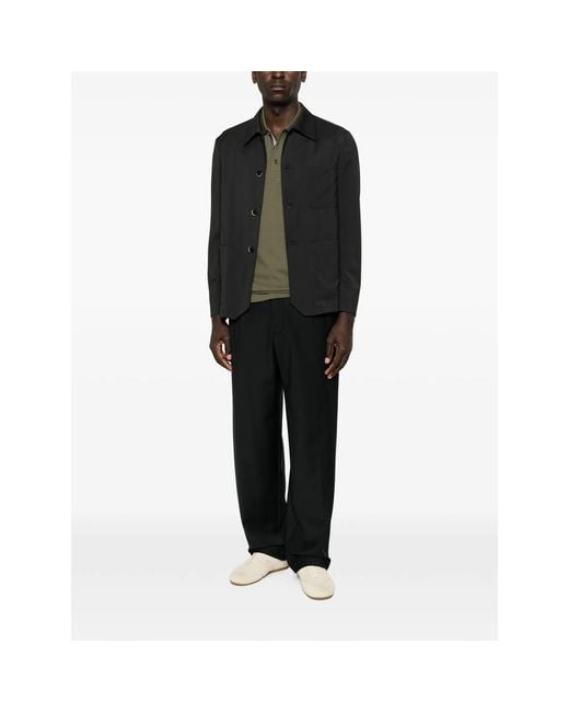 Myths Black Pleated-Front Straight-Leg Trousers for men