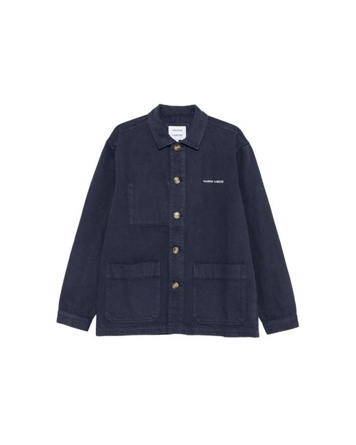 Maison Labiche Blue Sébasto Button-Fastening Patch-Pocket Overshirt for men