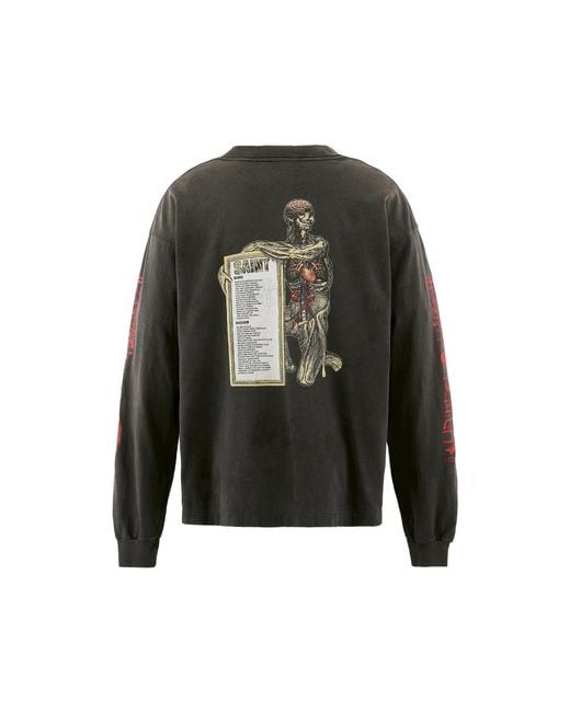 SAINT Mxxxxxx Gray Long-Sleeve Printed T-Shirt for men