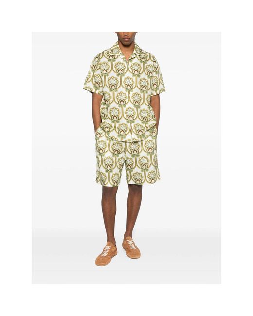 Drole de Monsieur Natural Print Camp Shorts for men