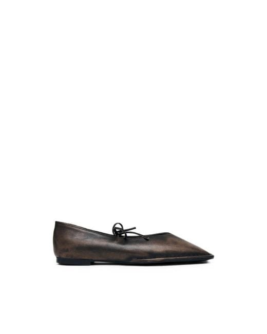 Alohas Black Bow-Detail Square-Toe Ballet Flats