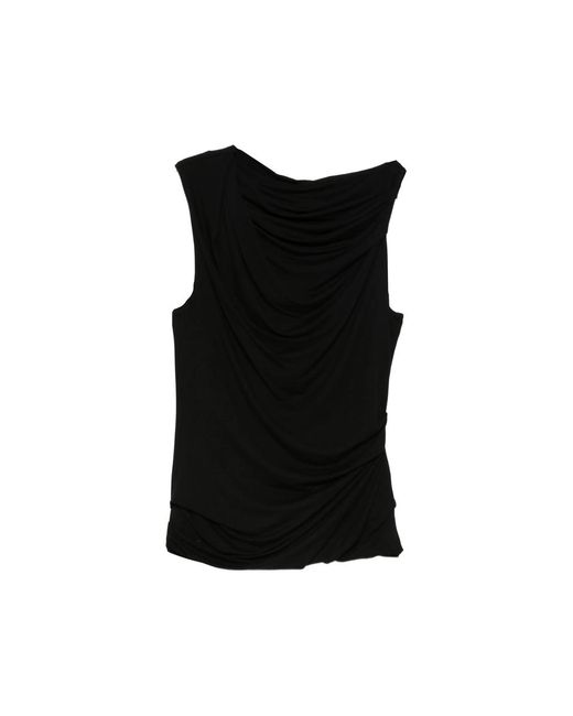 Entire studios Black Sleeveless Draped Top