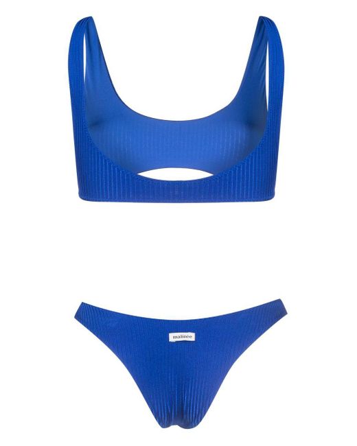 MATINEÉ Blue Cut-Out Ribbed Bikini