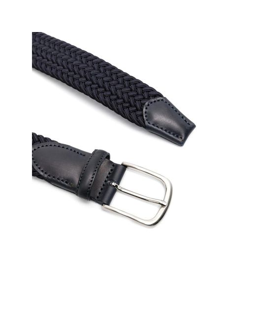 Eraldo Black Leather-Trim Interwoven Belt for men