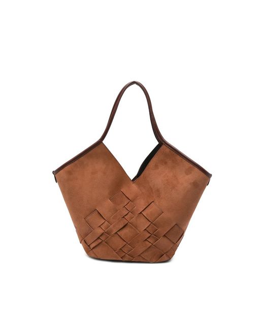 Hereu Black Coloma Woven-Panel Suede Bucket Bag