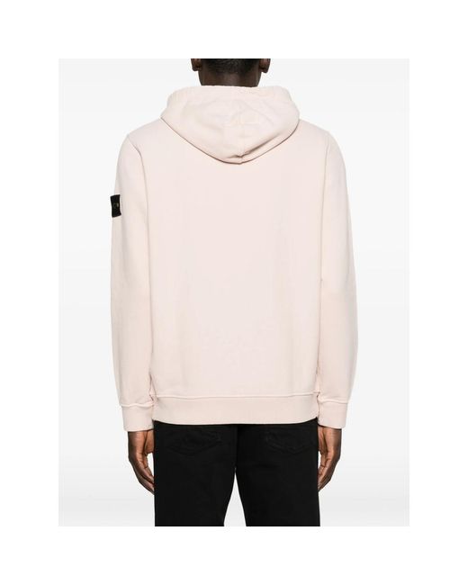 Stone Island Pink Compass-Patch Drawstring Hoodie for men
