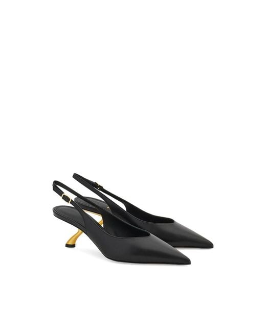 Ferragamo Black Slingback Shoes Pointed-Toe Leather