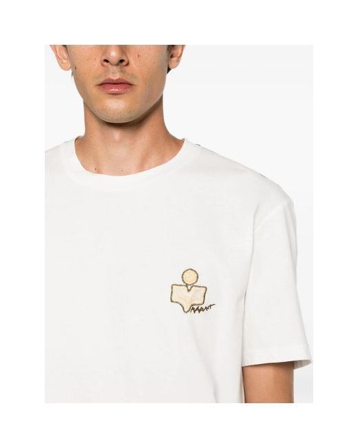 Isabel Marant White Logo-Embroidered T-Shirt for men