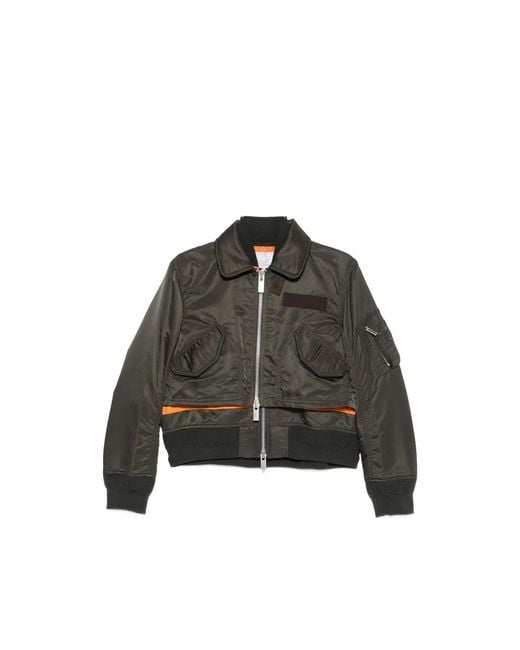 Sacai Black Layered-Design Zip-Up Jacket