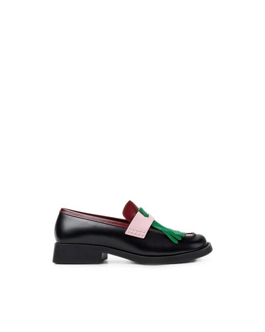 Camper Blue Twins Fringed Leather Loafers